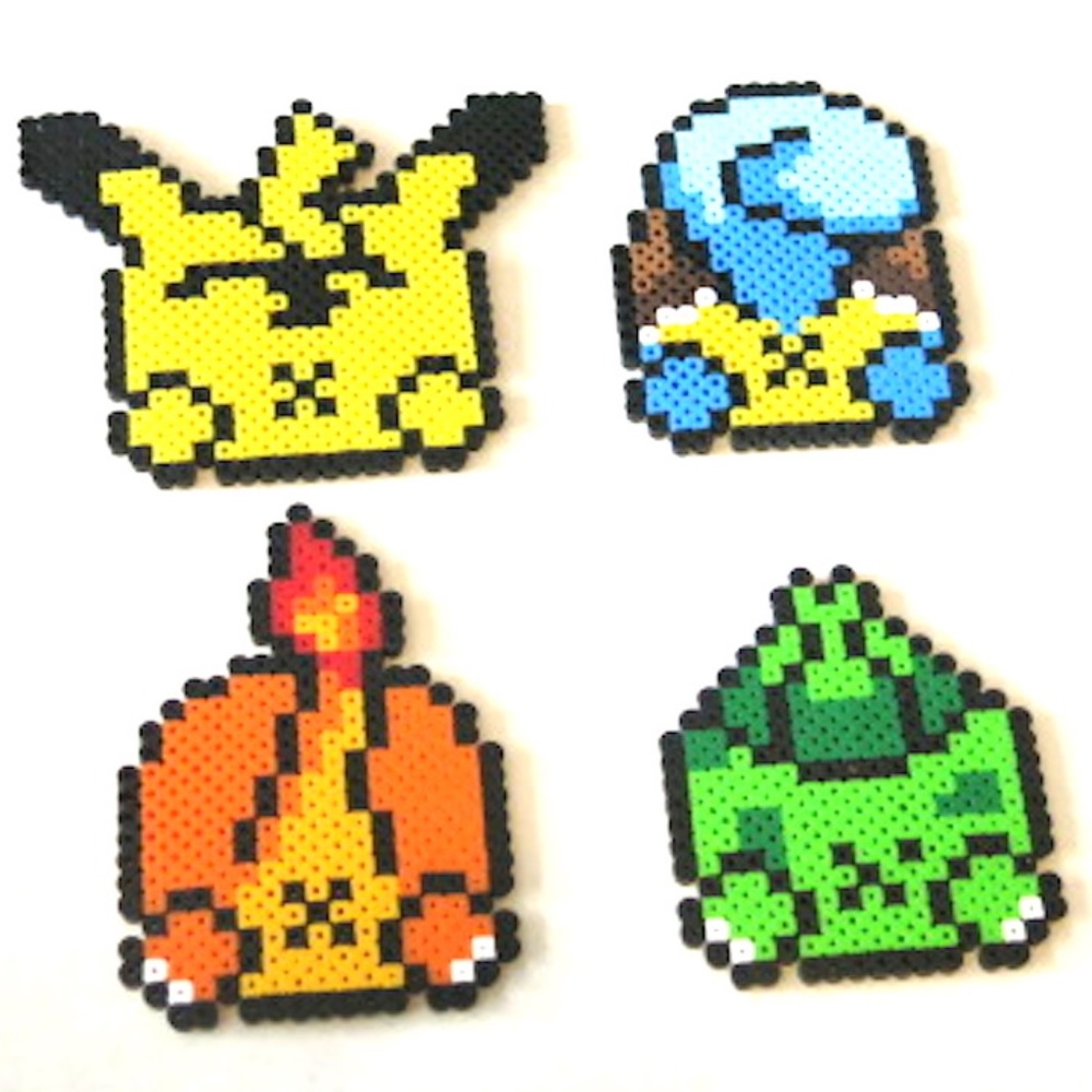 Perler Beads Set of 4 Pokemon Butt Coasters